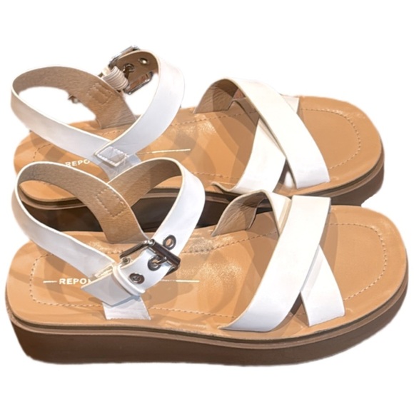 BRAND NEW! Size 9 2in REPORT White Platform Sandals - Picture 1 of 11